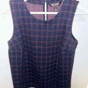 Banana Republic Navy and Red Plaid Tank Top
